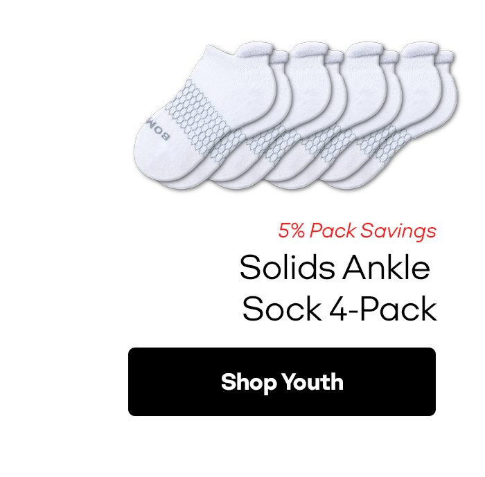 Solids Ankle Sock 4 Pack [Shop Youth]