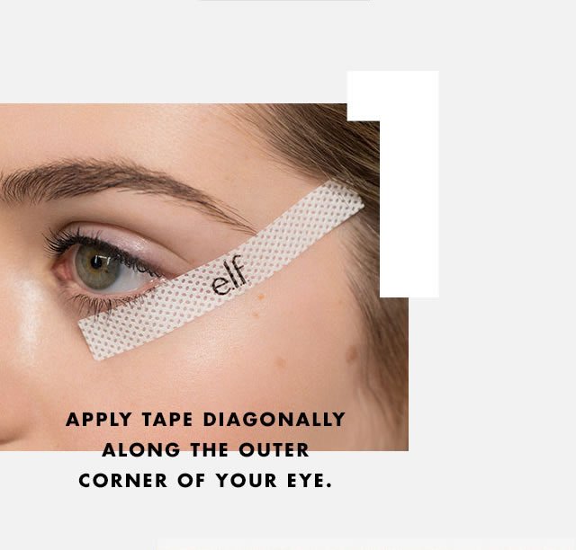 1. Apply Tape Diagonally Along The Outer Corner Of Your Eye.