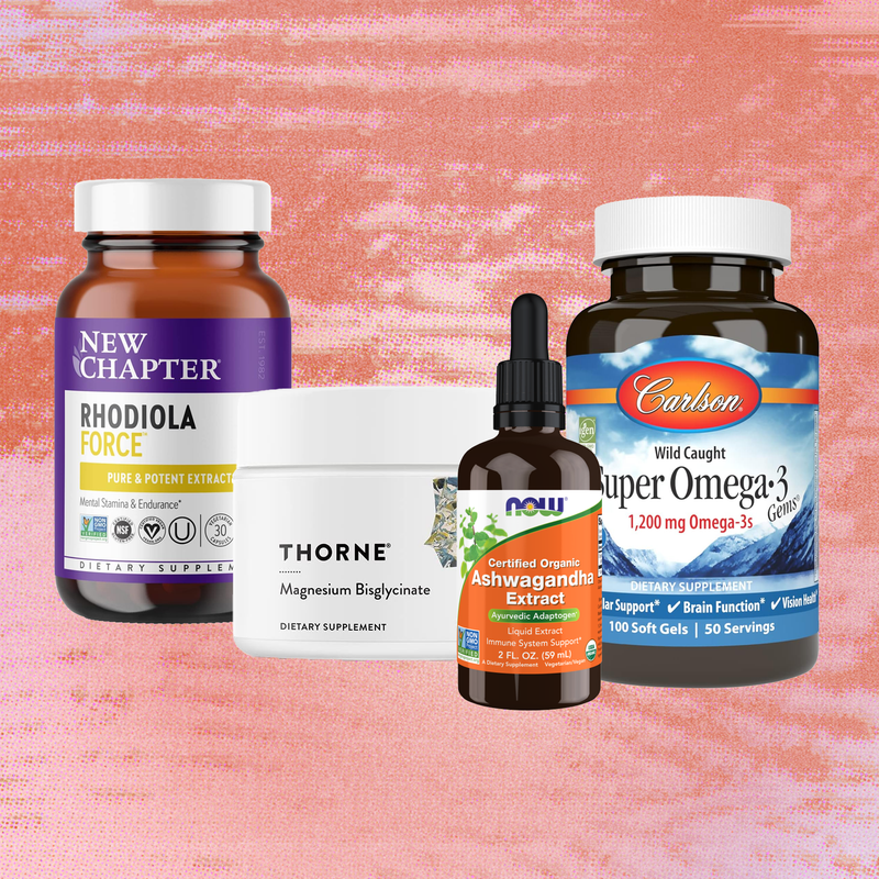 Best cortisol supplements collage featuring four products