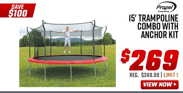 Propel 15' Trampoline Combo with Anchor Kit