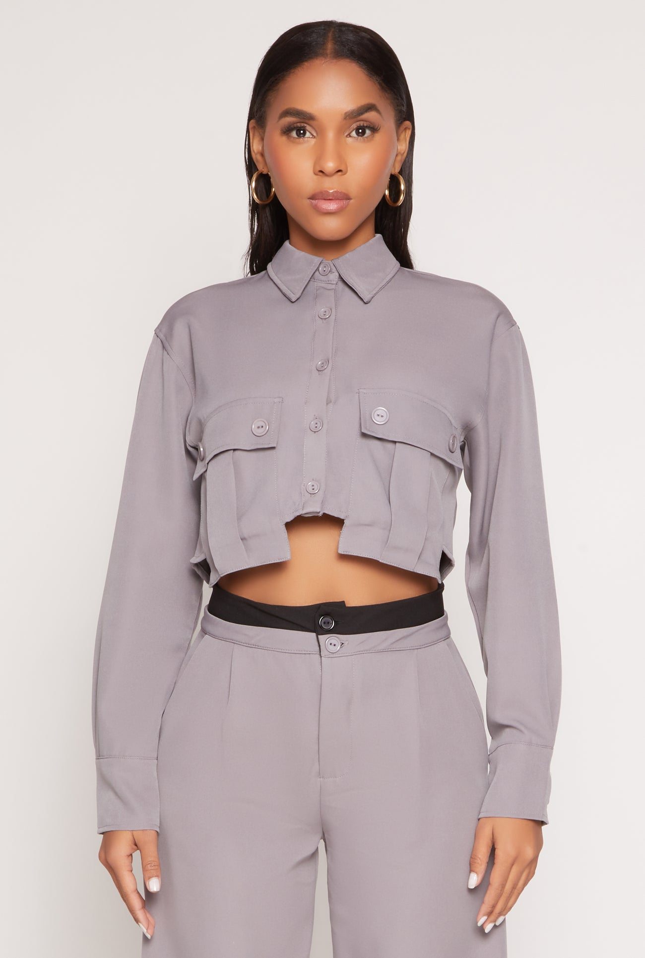 Cargo Pocket Cropped Shirt