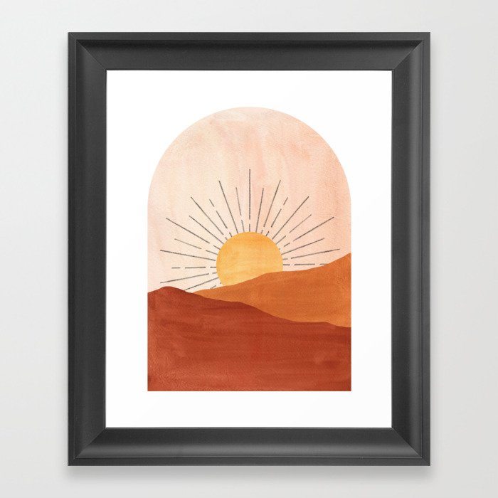 Abstract terracotta landscape, sun and desert