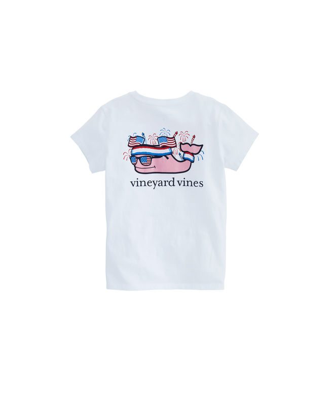 Girls USA Party Whale Pocket Tee