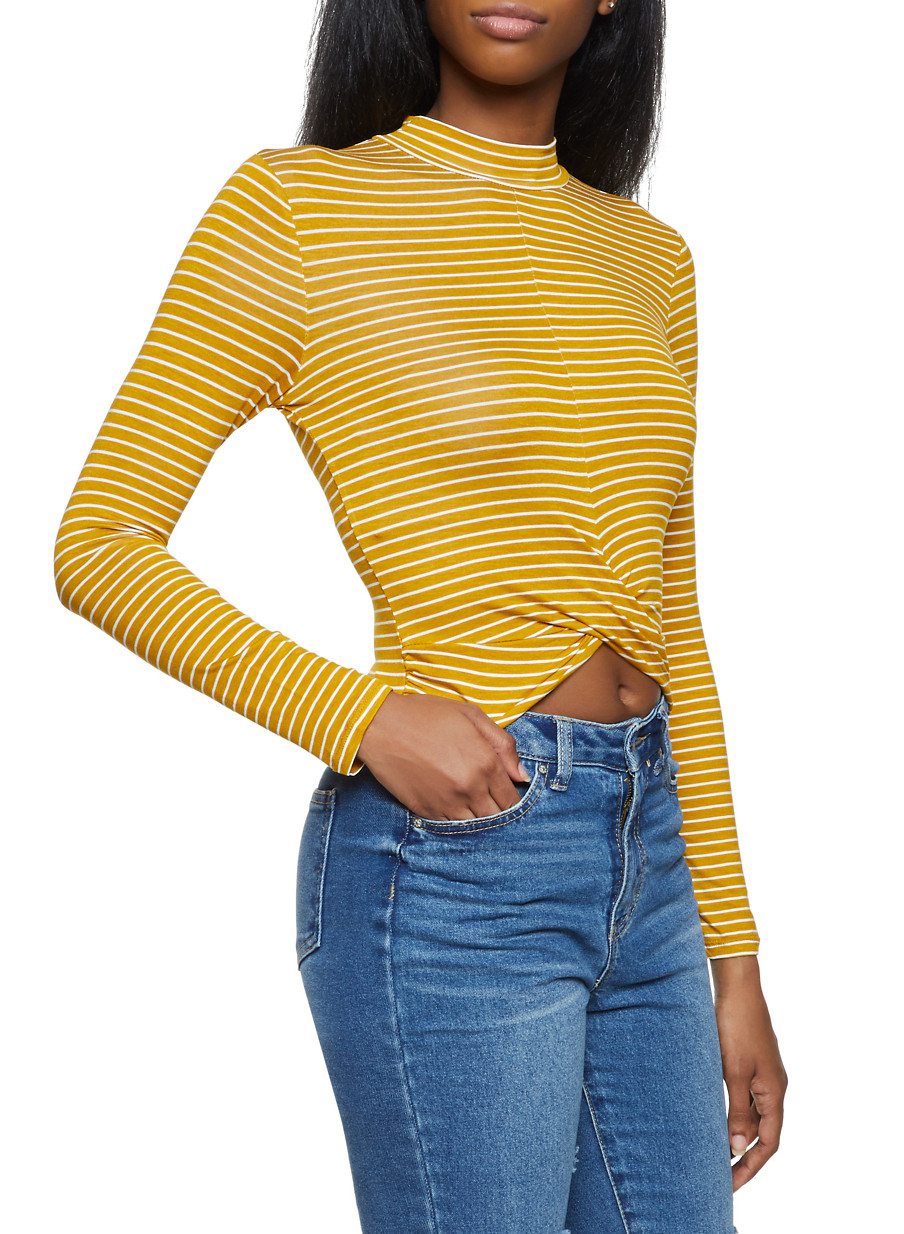 Striped Twist Front Crop Top