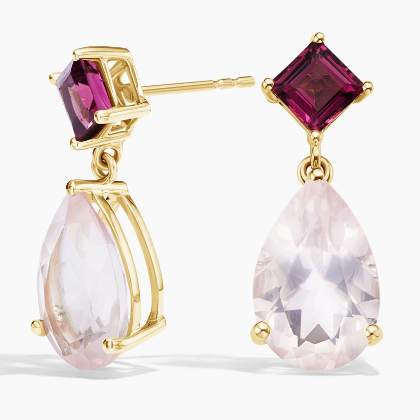 Brigitte Pink Tourmaline and Rose Quartz Drop Earrings