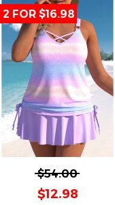Plus Size Criss Cross Light Purple Tankini Top