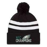 Men's Philadelphia Eagles New Era Black 2017 NFC Champions Top Stripe Knit Hat