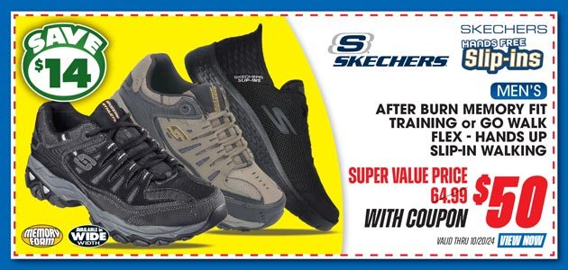 Skechers Men's After Burn - Memory Fit Training or Go Walk Flex - Hands Up Walking Shoes