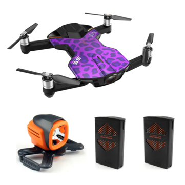 Wingsland S6 WiFi FPV With 4K UHD Camera Comprehensive Obstacle Avoidance Pocket Selfie Purple Leopard RC Drone Quadcopter with Two Batteries LED Searchligh