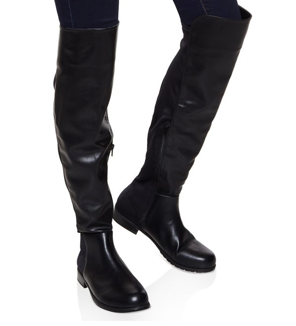 Over the Knee Low Heel Wide Calf Boots