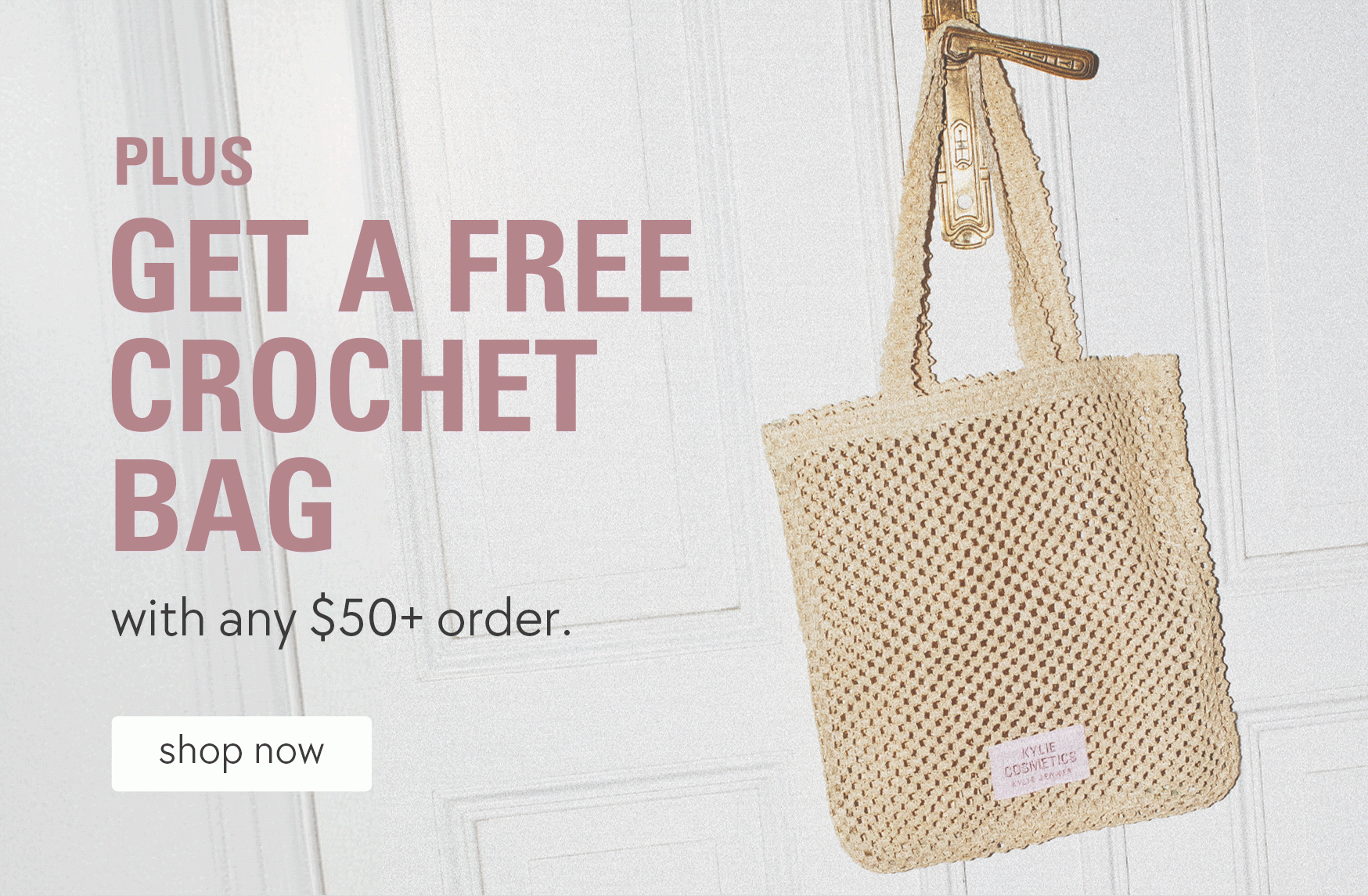 free crochet bag with any $50+ order,