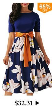 Petal Sleeve Tie Neck Printed Dress