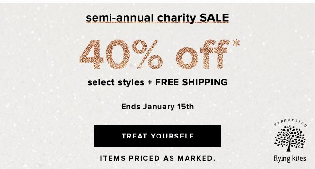 Shop the semi-annual charity sale to get 40% off select styles.