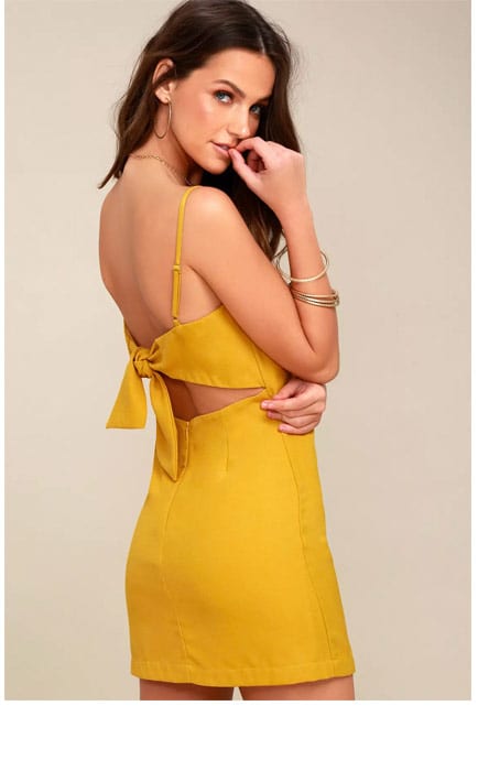 Toast to Life Mustard Yellow Mini Dress