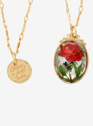 Beauty And The Beast Pressed Rose Necklace Set HT Exclusive