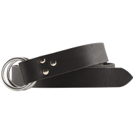 Double Ring Leather Belt - Black