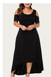Plus Size Cold Shoulder High Low Dress