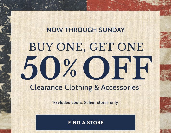 Bogo 50 Off Clearance Starts Now Boot Barn Email Archive