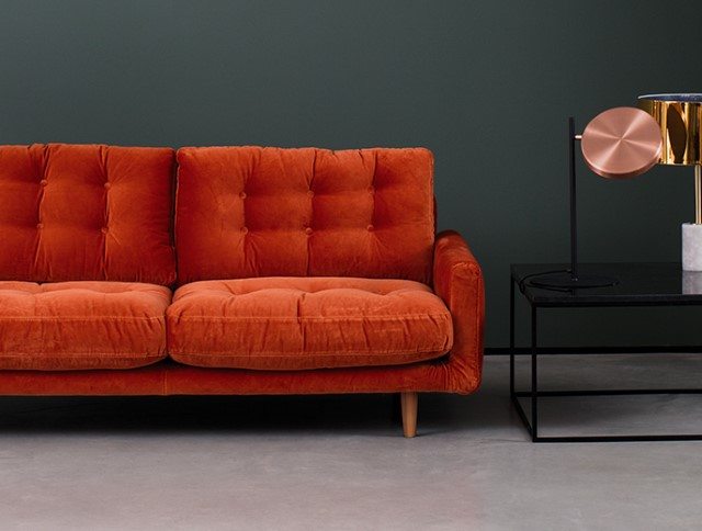 FENNER Orange Velvet Sofa