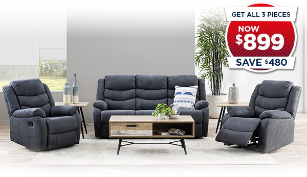 PRESCOTT 3 PIECE RECLINER SUITE