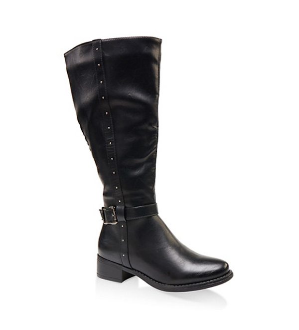 Studded Tall Wide Calf Riding Boots