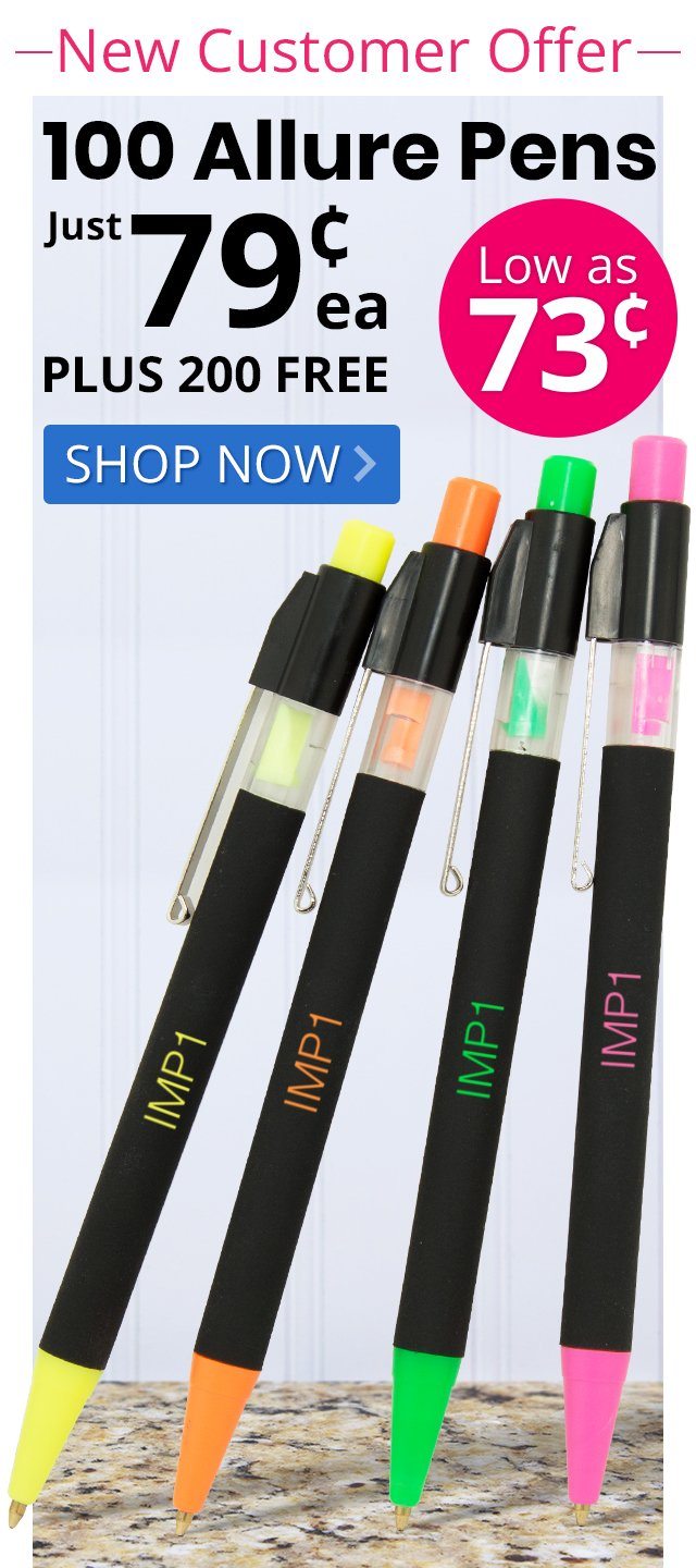 Buy 100 Allure Pens for only 79¢ each and Get 200 FREE!