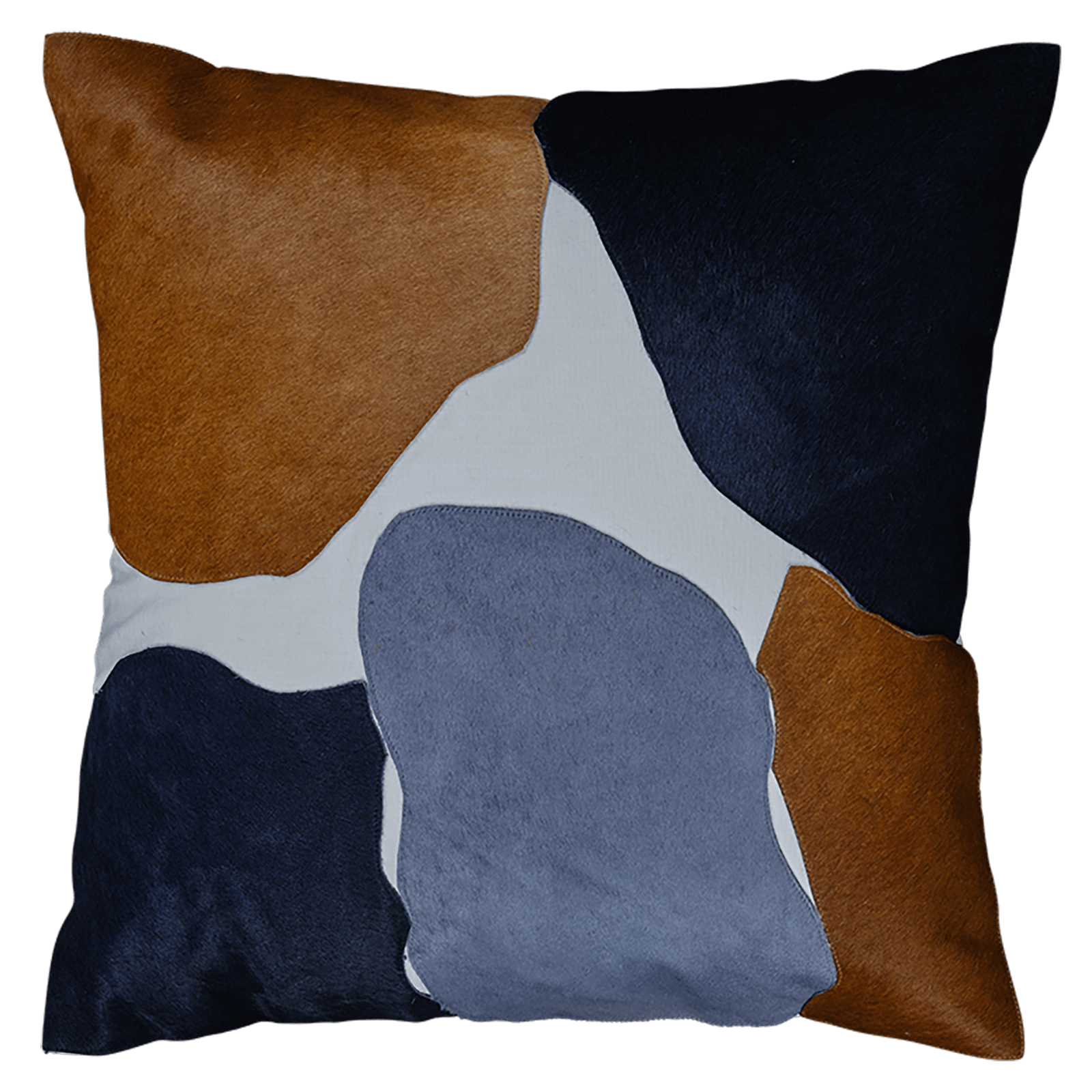 Image of Abstract Hide Patchwork Pillow, Cream/Tan/Navy/Teal