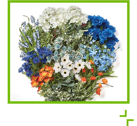 Image of Fresh Picked Spring Floral, Containers and Ribbon.