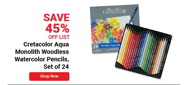 Cretacolor Aqua Monolith Woodless Watercolor Pencil Set - Assorted Colors, Tin Box, Set of 24