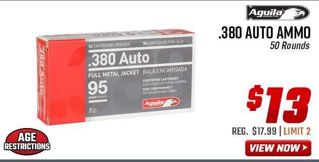 Aguila Ammunition .380 Auto Ammo of 50 Rounds