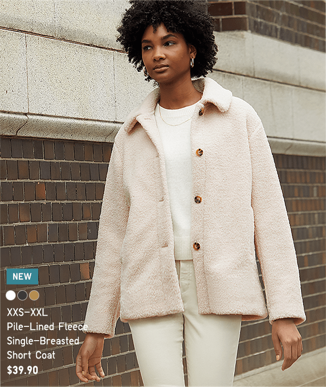 HER0 - WOMEN PILE-LINED FLEECE SINGLE-BREASTED SHORT COAT