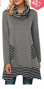 Long Sleeve Stripe Print Pocket Sweatshirt