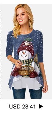 Christmas Snowman Print Round Neck Long Sleeve T Shirt