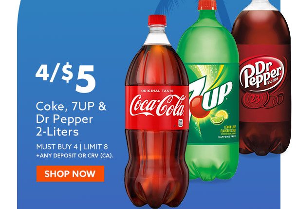 4/$5 Coke, 7Up & Dr Pepper 2L