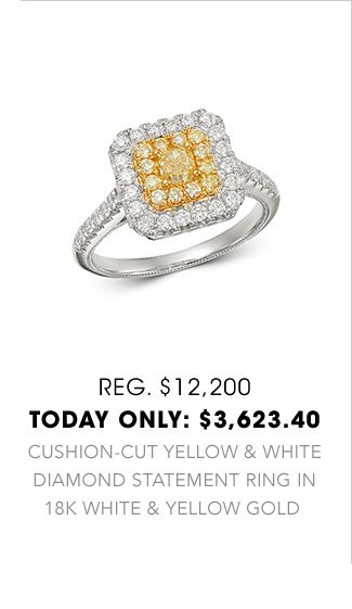 CUSHION-CUT YELLOW & WHITE DIAMOND RING