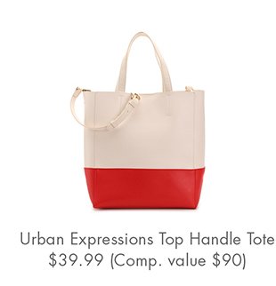 URBAN EXPRESSIONS TOP HANDLE TOTE $39.99