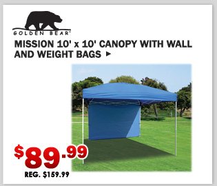 Golden Bear Mission 10' x 10' Canopy with Wall and Weight Bags