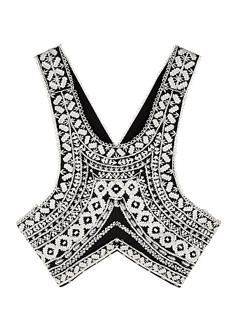 DRIES VAN NOTEN
Black embroidered cotton bra top