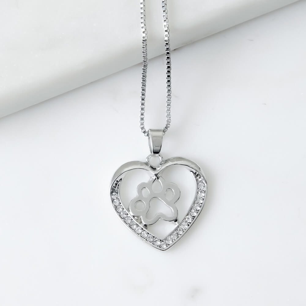Paws In My Heart Rhinestone Necklace