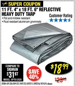 11 ft. 4 in. x 18 ft. 6 in. Silver/Heavy Duty Reflective All Purpose/Weather Resistant Tarp