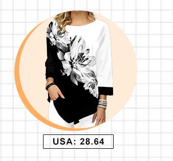 Asymmetric Hem Flower Print Three Quarter Sleeve T Shirt 