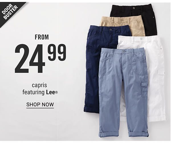 Doorbuster - Capris featuring Lee from $24.99. Shop Now.