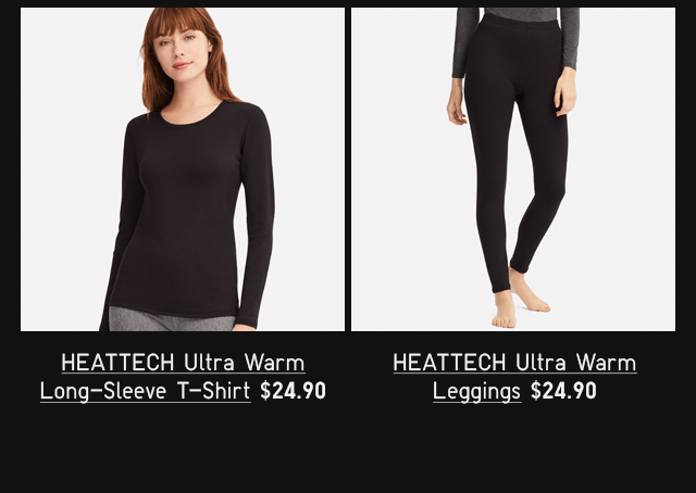 HEATTECH ULTRA WARM LONG-SLEEVE T-SHIRT $24.90, HEATTECH ULTRA WARM LEGGINGS $24.90