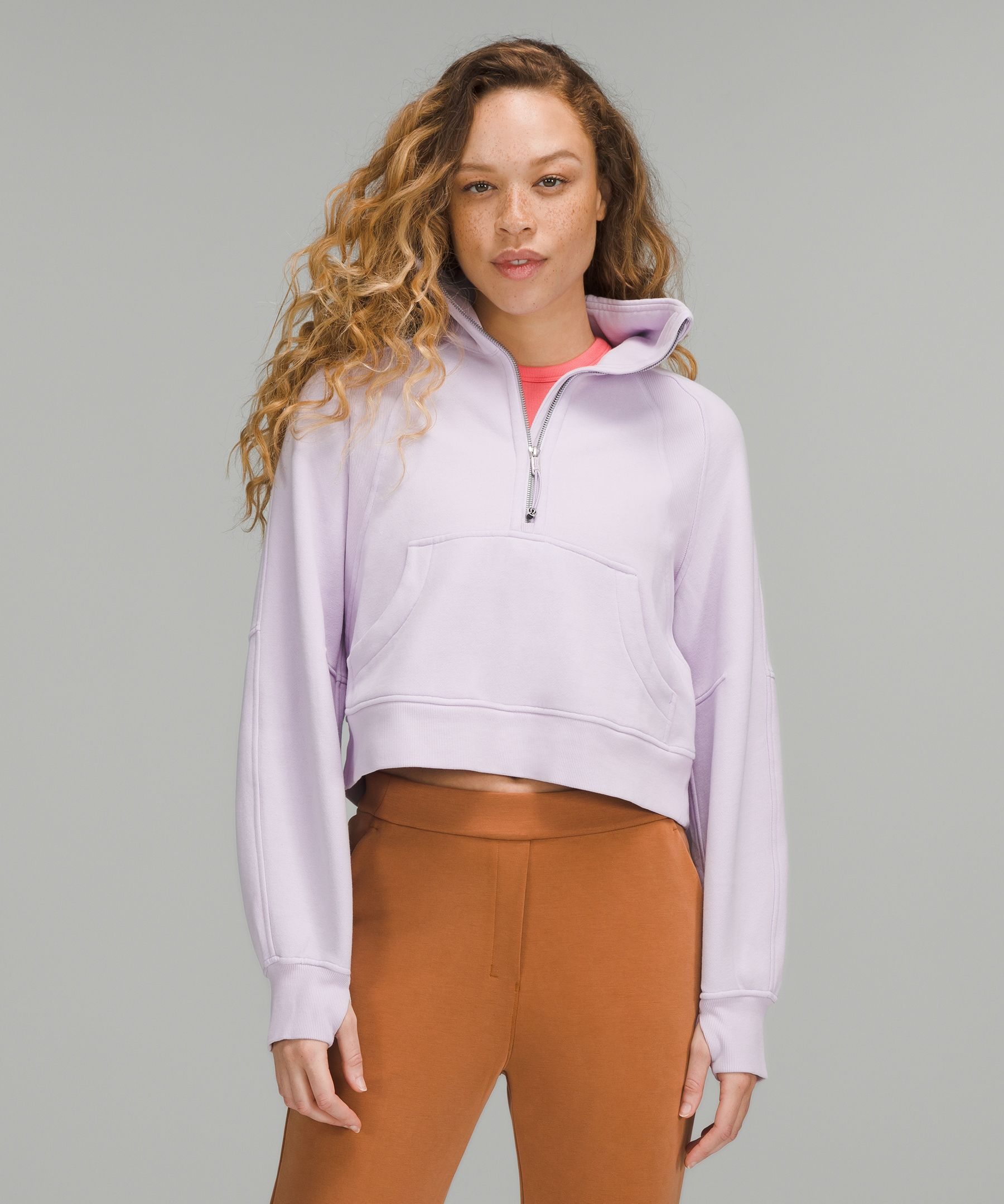 Scuba Oversized Funnel Neck Half-Zip in Lavender Dew