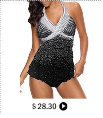 Polka Dot Print Halter Neck Layered Tankini Set