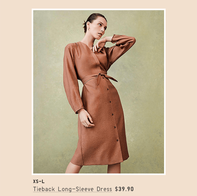 TIEBACK LONG-SLEEVE DRESS $39.90