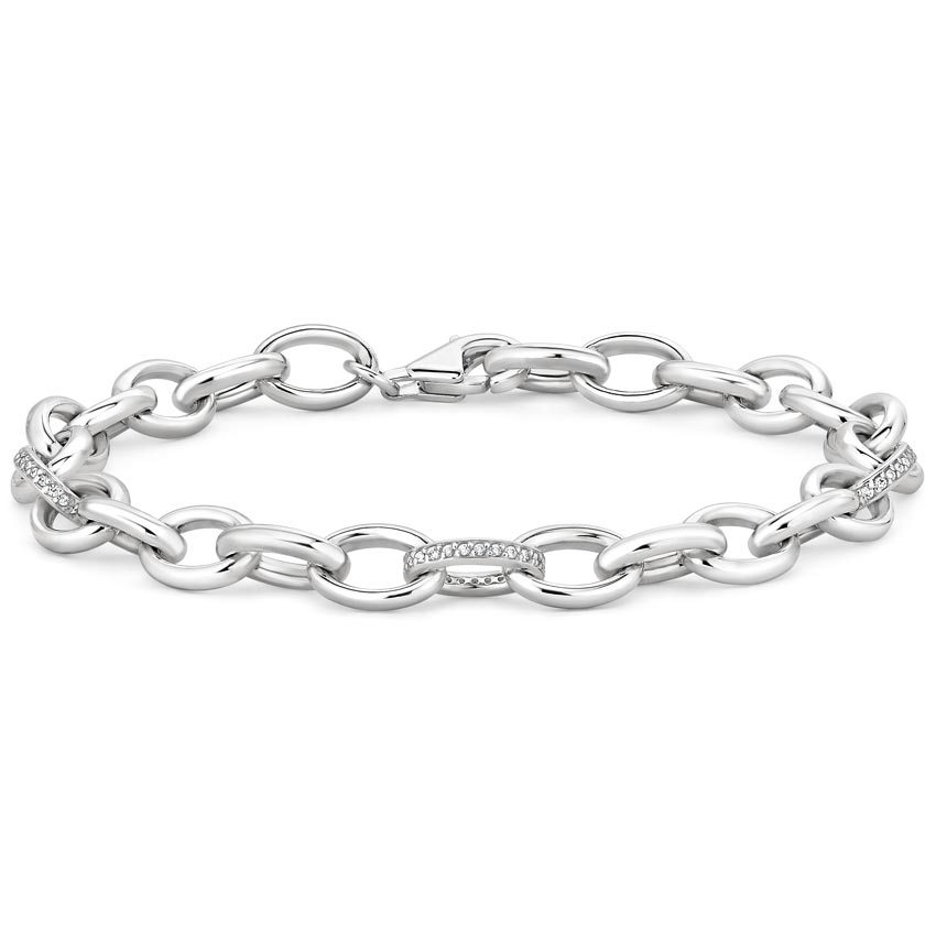 Silver Diamond Link Bracelet