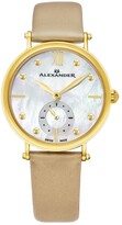 Alexander Watch A201-02, Ladies Quartz Small-Second Watch with Yellow Gold Tone Stainless Steel Case on Gold Satin Strap