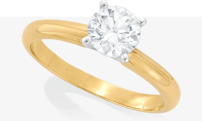 Diamond Solitaire Ring 1 carat Round-cut 14K Yellow Gold (J/I2)