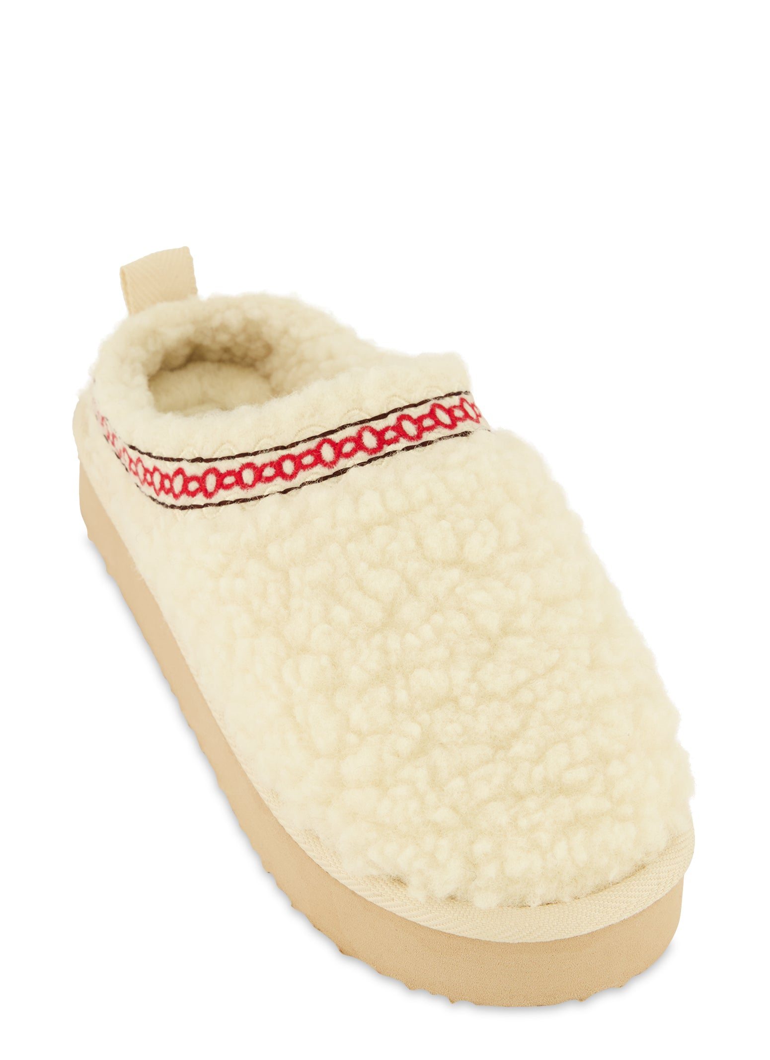 Sherpa Embroidered Detail Platform Clogs